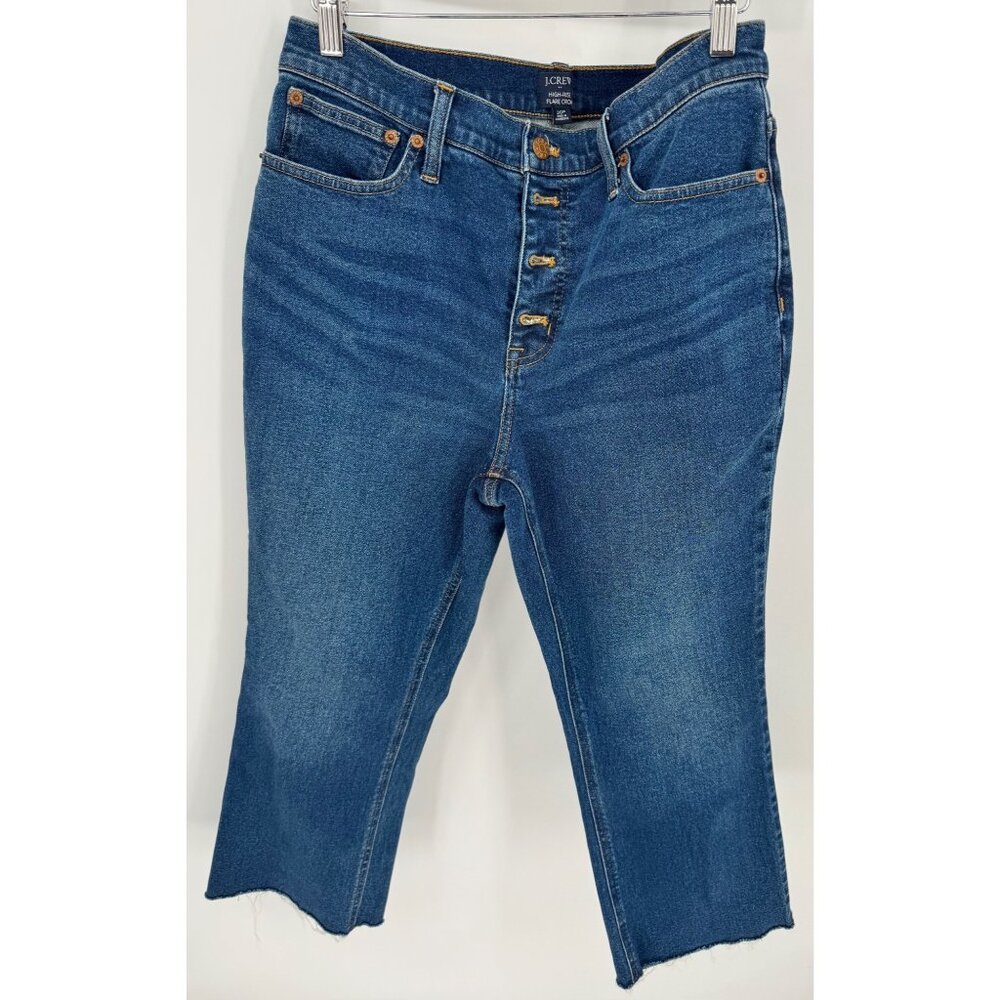 J.Crew High-Rise Button-Fly Cropped Blue Denim Jeans With Raw Hem